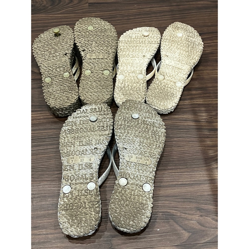 Ilse Jacobsen Hornbaek Cheerful Flip Flops Bundle 3 Pairs Metallic Gold Silver 7 - Picture 8 of 9